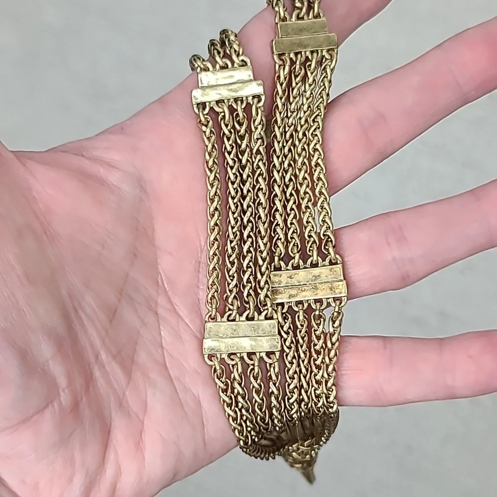 Lucky Brand Semi Precious Accents Gold Toned Multi Layered Chain Necklace NWT